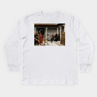 Education Of The Children Of Clovis by Lawrence Alma-Tadema Kids Long Sleeve T-Shirt